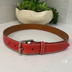 Vintage Ralph Lauren Vibrant Red Leather Belt with Silver Buckle Size XS